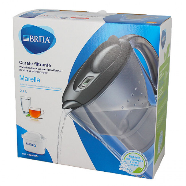 BRITA Carafe filtrante Marella graphite (2,4L) inclus 3 cartouches  filtrantes MAXTRA PRO All-in-1 - réduit le tartre, le chlore, certaines  impuretés et certains métaux : : Cuisine et Maison